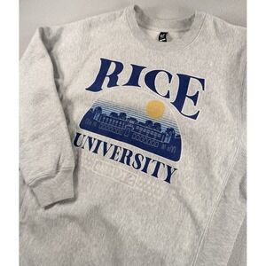USCAPE Rice University Stars Heavyweight Crewneck LARGE Heather Grey